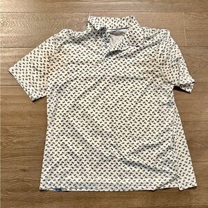Stylish White and Black Patterned Polo Shirt